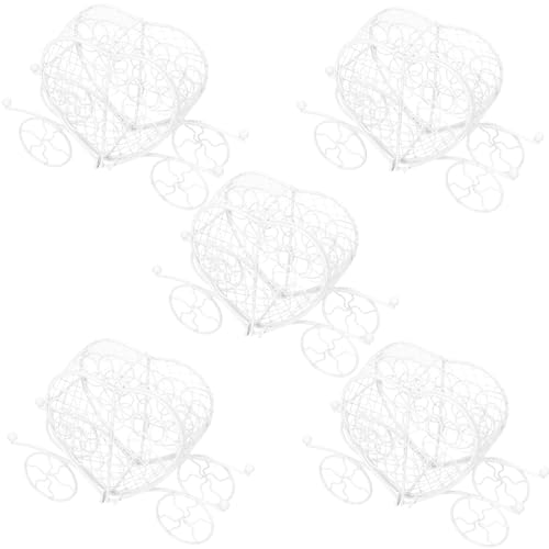 SMASOLO Lot de 5 Boîtes à Dragées de Carrosse Cœur en Fer Forgé Décoratives et Compactes Boîte à Présents de Fête pour Mariage Anniversaire et Shower...