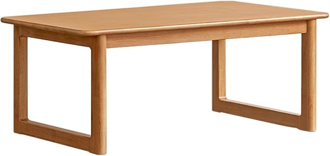 Modern Wooden Coffee Table for Living Room | Solid Wood Center Table | Rectangular Walnut Finish Tea Table | Stylish Low Height Coffee Table Furniture (Teak, 60 x 40 x 35)-image-14