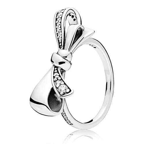 Bague noeud argenté étincelante en micro-pave de zircone pour fiançailles et mariage élégant