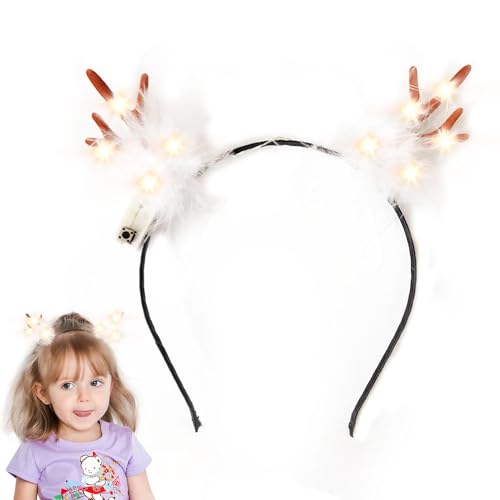 Cerchietto a LED in legno di cervo, cerchietto per capelli a LED di Natale, fasce per feste per feste e adulti, per feste