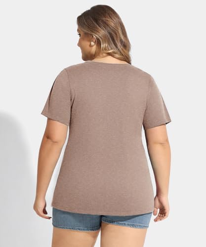 Image of CARCOS Plus Size Tops for Women Short Sleeve Shirt Summer Star /Leopard /Tie Dye /Flower Crewneck Pullover Tunic XL-5XL