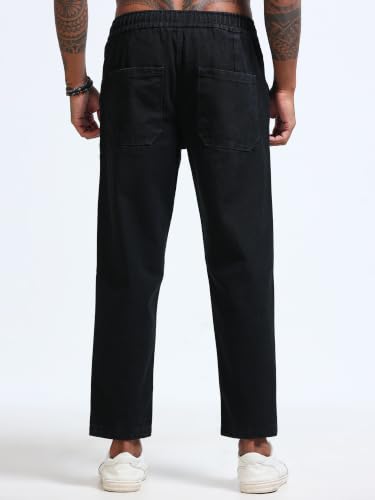 Image of Black Relaxed Ankle Jogger Jeans (MMDJRA03-102)