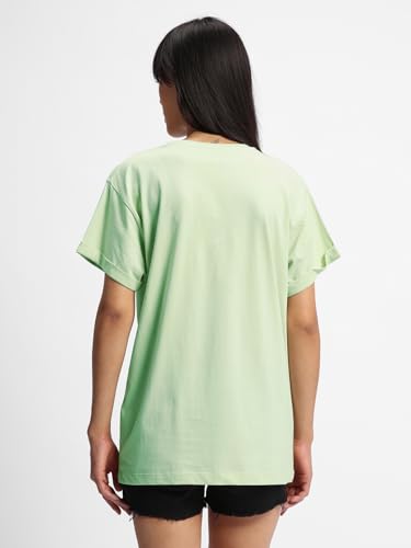 Image of Bewakoof X Official Garfield Merchandise Women's Selective Participation Graphic Printed 100% Cotton T-Shirt - Boyfriend Fit, Round Neck, Half Sleeves, Loose Fit