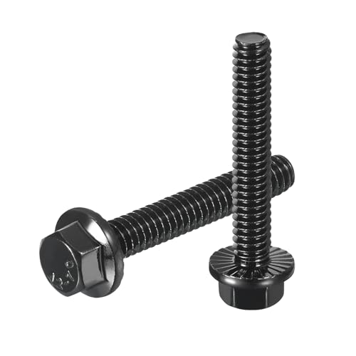 Image of uxcell 10Pcs 1 /4-20 x 1-1 /2 inch Flanged Hex Head Bolts, 304 Stainless Steel Flange Hexagon Screws, Flange Hex Drive Screws 5.8 Grade for Machinery Industry Home Appliances, Black