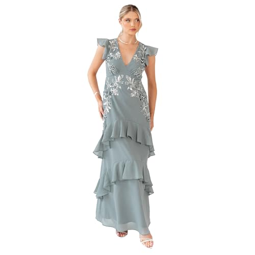 Robe demoiselle d'honneur haut de gamme en tulle brodé de fleurs et sequins