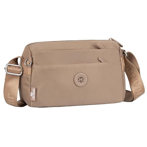 Image of Women's Crossbody Sling Bag, Water-Resistant Nylon Shoulder Handbag with Multiple Zipper Compartments, Lightweight Travel Purse, Shopping, Adjustable Strap Messenger Bag