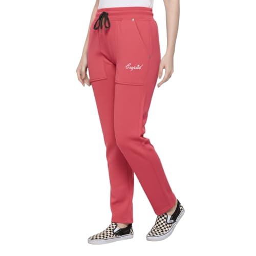 Image of CUPID Loose Fit Warm Fleece Sweatpants, Solid Elastic Sports Trouser, Winter Wear Joggers for Night n Gym for Girls M to 5XL