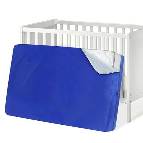 Image of Coldwind Crib Mattress Bag Waterproof Heavy Duty with Strong Zipper Reusable Cover for Moving, Blue, 52" x 28" x 6.5"