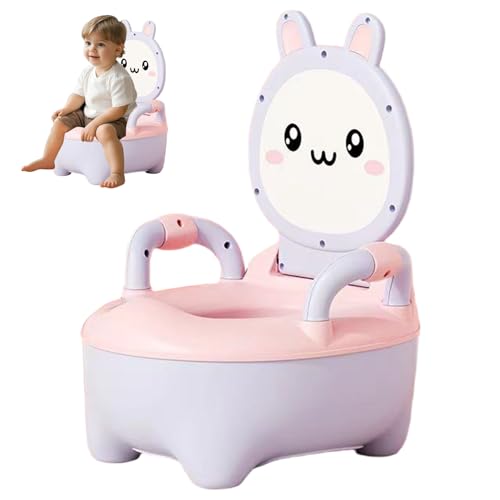 Inodoro de entrenamiento para niños con asa Orinal para niños pequeños en forma de conejo con cajón Tazón y cojín de PU Silla de entrenamiento para ir al baño antideslizante a prueba de salpicaduras