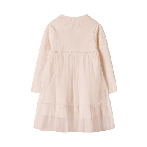 Mud Kingdom Girls Rib Knit Sweater Princess Dress with Tulle Long Sleeve2