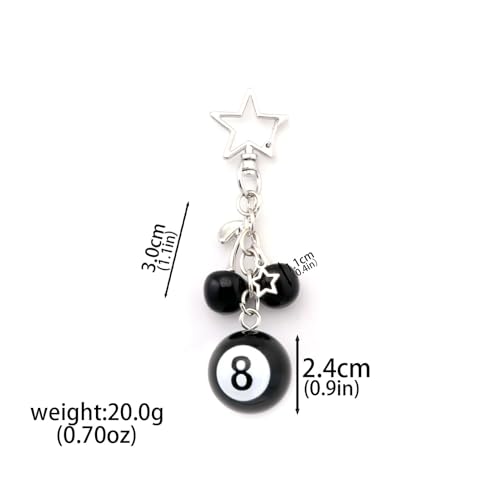 Image of 8 Ball Dice Charm Keychain - Cute Bag Purse Handbag Accessories - Y2K Aesthetic Key Chain for Women Men
