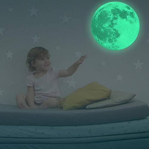 30cm Large Moon Glow in the Dark Luminous DIY Wall Sticker Living Home Decor Adesivo De Parede Vinilos Paredes Stickers Muraux for Kids Room Decoration