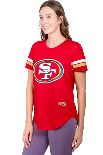 Ultra Game NFL Official Women's Super Soft Mesh Jersey T-Shirt, San Francisco 49ers, Team Color, Large