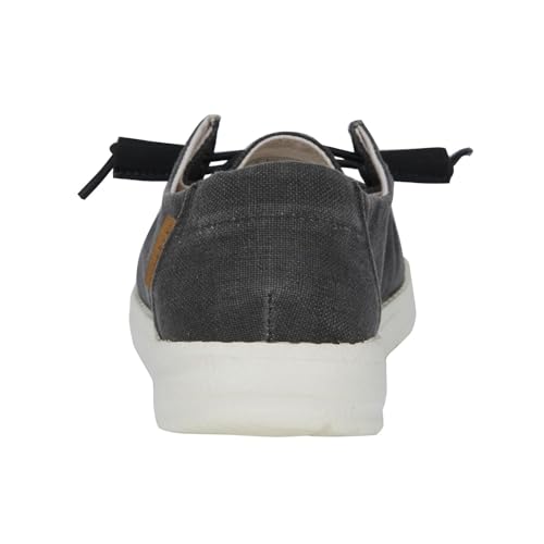 Hey Dude Women's Wendy Chambray Chambray Off Black Size 9 | Women’s Shoes | Women’s Lace Up Loafers | Comfortable & Light-Weight