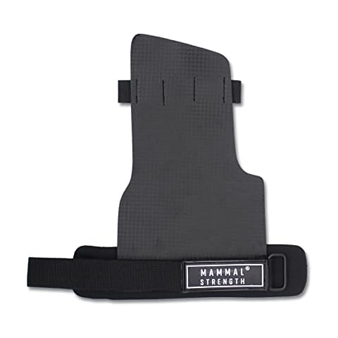 Mammal Strength Gymnastic Hand Grips - V2 CARBON - Fingerless / 0-Hole Design - Used by Men & Women in Cross-Training, WOD, Pull Ups, Gymnastics, Muscle ups, Palm Protection, Hand guards Cover