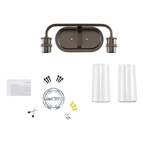 Image of KICHLER Braelyn 14.75 inch 2 Light Vanity Light with Clear Seeded Glass Olde Bronze