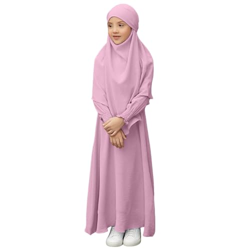 Robe musulmane avec foulard fille 110 et manches longues aérées