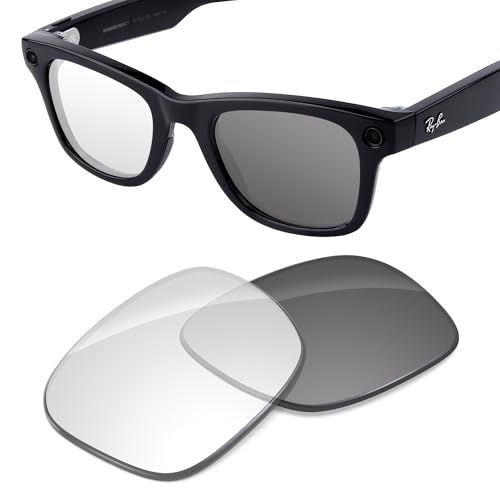 Tintart Performance Replacement Lenses Compatible with RayBan Meta Wayfarer RW4008 53mm AI Glasses-Photochromic Clear to Dark, UV Protection, Transition, Scratch-Resistant
