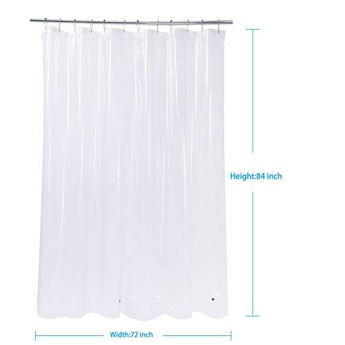 AmazerBath Shower Curtain Liner, Waterproof PEVA 8G Shower Curtain with 3 Magnets and 12 Grommet Holes, 72 x 84 Inches Plastic Shower Curtain for Bathroom, Clear