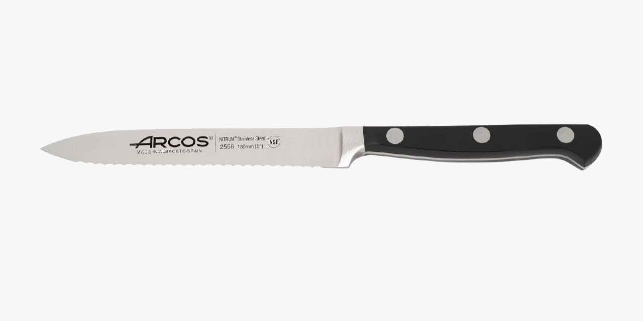 Arcos Series Clasica-Tomato Knife-Blade Nitrum Forged Stainless Steel 130 mm (5.12 Inches) -Handle polyoxymethylene (pom) Black Colour, 18/8