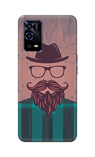 Image of PRINTFIDAA Man Icon with Beard Shirt Hipster Printed Designer Hard Case for Oppo A55 Back Cover -(e) RPM1001