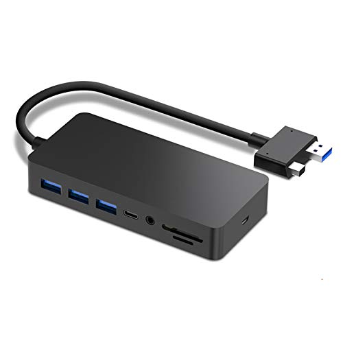 Estación de acoplamiento USB C HUB 11 en 1 con LAN DP 4K HDMI VGA 3.5 mm conector de auriculares 3 USB 3.0 USB C PD carga datos SD/Micro SD lector adaptador para Surface Pro 4/5/6