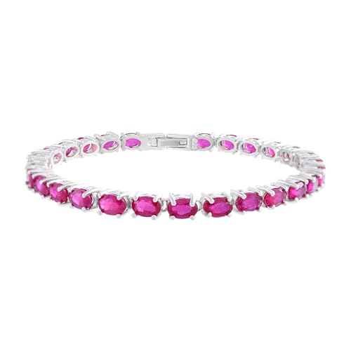 Bracelet rubis véritable éclat rhodium, haute joaillerie classique pierres ovales