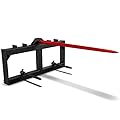 YITAMOTOR 49" Hay Spear Attachment, 2000lbs Capacity Quick Attach for Bobcat Tractors & Skid Steer Loader with 1pc 49" Red Hay Spear & 2pcs 17" Black Stabilizer Spears Spike Fork Tine