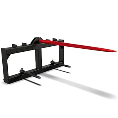 YITAMOTOR 49" Hay Spear Attachment, 2000lbs Capacity Quick Attach for Bobcat Tractors & Skid Steer Loader with 1pc 49" Red Hay Spear & 2pcs 17" Black Stabilizer Spears Spike Fork Tine