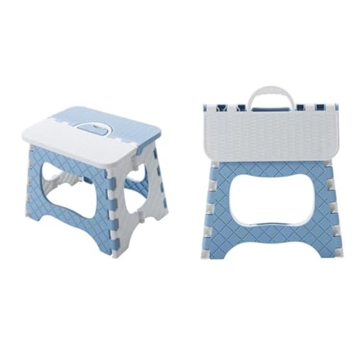 Banqueta Dobrável Banquinho Resistente Multiuso Banco De Plástico (Azul)