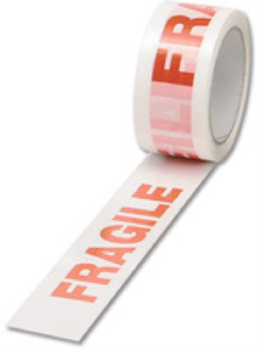 Ambassador Printed Fragile Polypropylene Tape | White/Red, 50mm x 66m | Excellent Adhesion