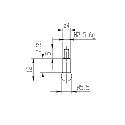 Measuring insert for dial gauge Ø 5.5 mm type: 108 stainless steel 573/18 5.5