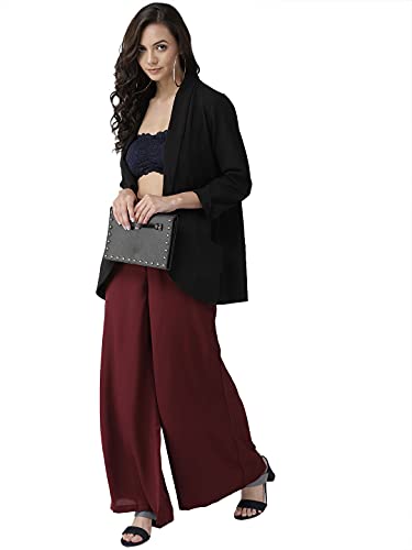 Image of Style Quotient Women Black Solid Flared Palazzos
