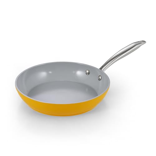 Image of Cook N Home Non Stick Frying Pan, 9.5-inch Skillet Hard Anodized Ceramic Nonstick Cookware, Egg Omelette Induction Sauté Cooking Pan, Yellow