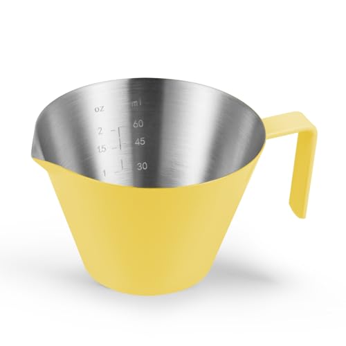 MHW-3BOMBER Tazzine da caffè da 100 ml con manico in acciaio inox, bicchiere, bicchiere, misurino per espresso, dosatore per salse, 100 ml, giallo macro, modello: G5740-OS