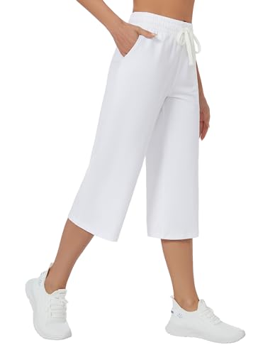 Image of SPECIALMAGIC Women Capri Pants Cotton Yoga Wide Leg Pajama Pants Capris Sweatpants Sports