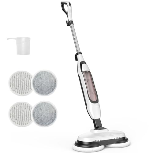 Image of NEWBULIG Steam Mop, All-in-One Steam Mops for Floor Cleaning with Rapid Re-heat, Self-Standing Floor Steamer, 4 Rotating Scrub Pads, 2 LED Headlights, for Hardwood Floors & Tile