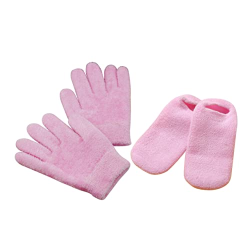PACKOVE 2Pares Guantes y Calcetines Hidratantes de Gel Pies y Manos con Aceite Exfoliantes y Reparadores y Agrietada Pack