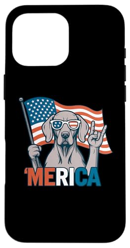 ワイマラナー メリカ アメリカ国旗 7月4日 犬好き スマホケース iPhone 16 Pro Max 用