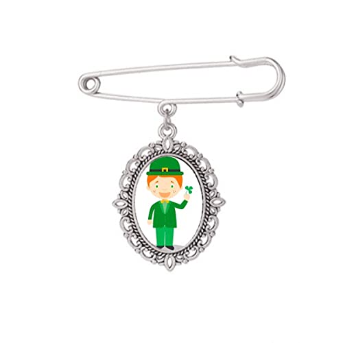 Broche Irlande verte de dessin animé pour customisation de vêtement femme