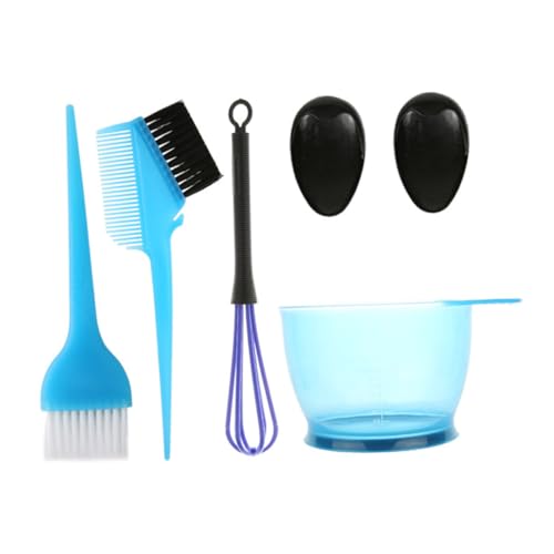 CIYODO 5 Piezas Profesional de Herramientas para Teñir Cabello Kit de Tinte con Cuenco Medidor Antideslizante Pincel de Cerdas Mixtas y de Oídos Reutilizable para Salón y Hogar Color Azul