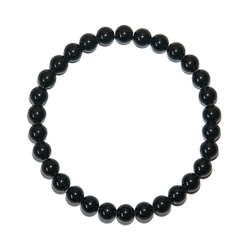 BANANE LAB Black Obsidian Beaded Bracelet - 6mm Real Natural Gemstone Beads for Women Men - Protection Shielding Healing Gift for Her him - Fits 6.75 Wrist