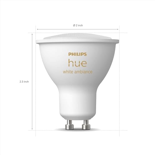 Image of Philips Hue Smart 60W GU10 LED Bulb - White Ambiance Warm-to-Cool White Light - 2 Pack - 400LM - Indoor - Control with Hue App - Works with Alexa, Google Assistant and Apple Homekit