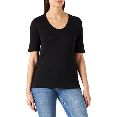 Camiseta de Cuello en V en Negro Cover