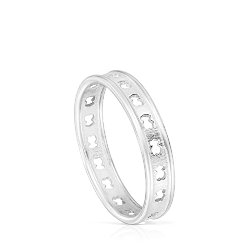 TOUS Anillo de Plata de Primera Ley con Motivo de Oso Talla 14, Elegante y Moderno, Colección Bear Row