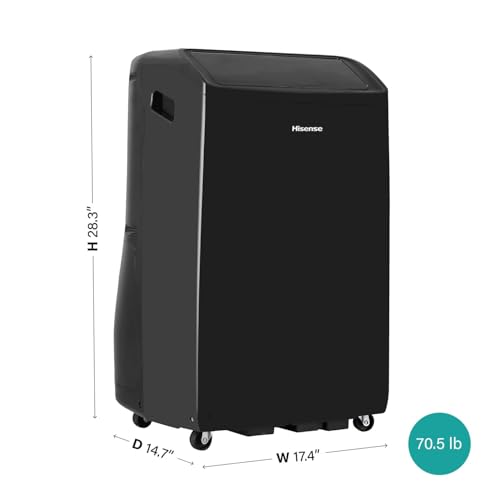 Image of Hisense 10,000 BTU Smart Portable Inverter Air Conditioner with Quiet, High Efficiency Operation and Wi-fi Controls, AC Unit for Apartment, Living Room, Medium Rooms up to 450 Square Feet in Black