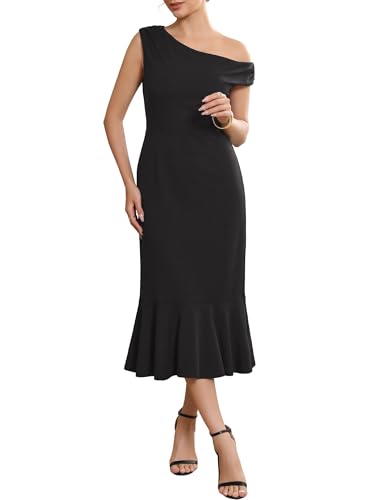 WOMLAYOUT Women's One Shoulder Formal Dress Bodycon Fishtail Long Evening