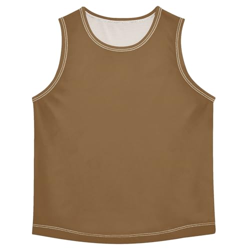 J JOYSAY Brown Boys Tank Top Sleeveless Muscle Shirts Quick Dry Workout Sport Active Kids T-Shirts Soft Children Undershirts 15T