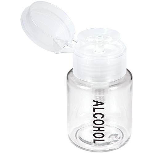 Beauticom PANA Professional Labeled Push Down Liquid Pumping Empty Bottle Dispenser (3.3 oz, Clear w/Alcohol Imprinted)