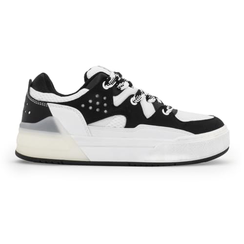 Image of Red Tape Men's Sneakers Black Pu Mesh Round Toe Lace-Up All-Day Comfort
